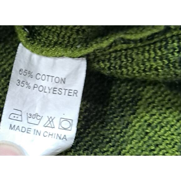 Women's Large Sweater Lime Green/Black Leopard Print Quarter Zip Neckline - Picture 7 of 11